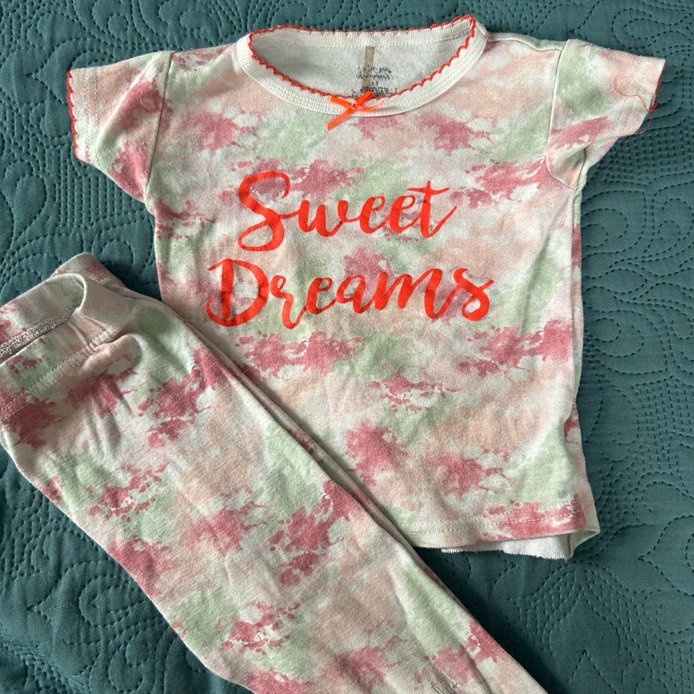 Sweet Dreams Kids Pajama Set - Pink and Green